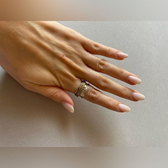 Silver Gold and Silver Layered Ring M375 - Picture 1 of 3